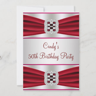 Red Diamond 50th Birthday Invitation