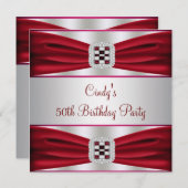 Red Diamond 50th Birthday Invitation (Devant / Derrière)