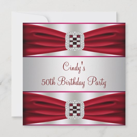 Red Diamond 50th Birthday Invitation (Devant)
