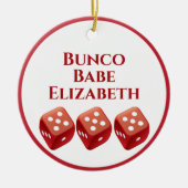 Red Dice Bunco Kerstmis Keramisch Ornament (Voorkant)