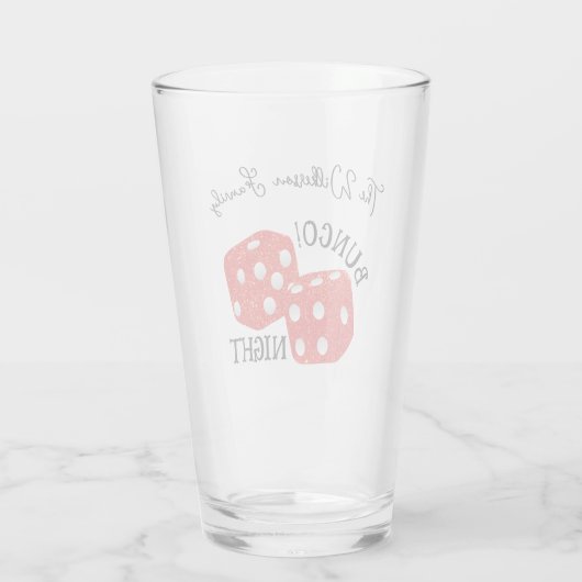 Red Dice Bunco Night Aangepaste naam Glas (Achterkant)
