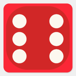 Red Dice Die Roll Zes Vierkante Seal Sticker