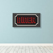 Red Diner Sign Canvas (Insitu (Houten vloer))