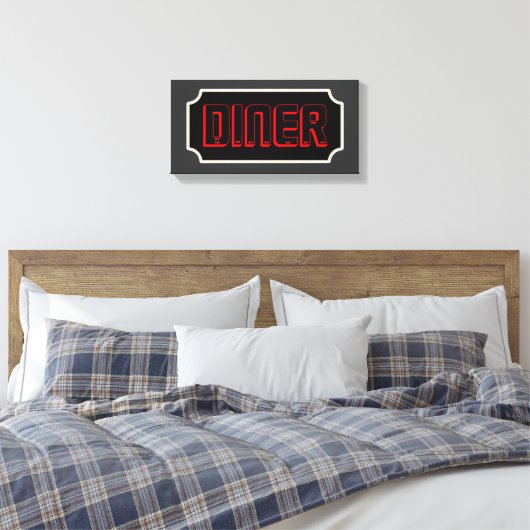 Red Diner Sign Canvas (Insitu (Slaapkamer))