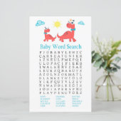 Red dinosaur Baby shower Word Search Game (Staand voorkant)