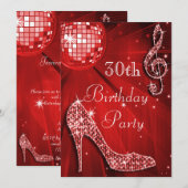 Red Disco Ball en Sparkle Heels 30e verjaardag Kaart (Voorkant / Achterkant)