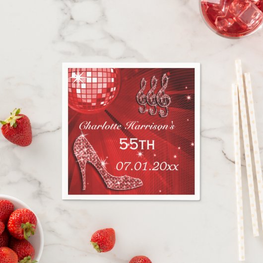 Red Disco Ball en Sparkle Heels 55e Servetten (Insitu)