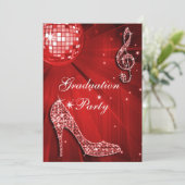 Red Disco Ball Sparkle Heels Afstuderen Kaart (Staand voorkant)