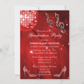 Red Disco Ball Sparkle Heels Afstuderen Kaart (Achterkant)