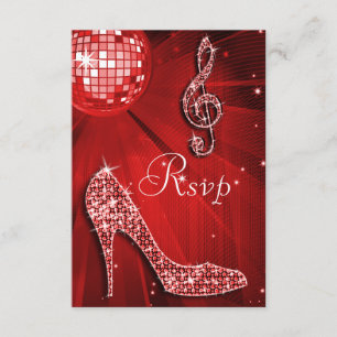 Red Disco Ball Sparkles Heures RSVP