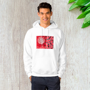 Red Disco Party Theme met sterren en glitterbal Hoodie