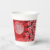 Red Disco Party Theme met sterren en glitterbal Papieren Bekers (Voorkant)