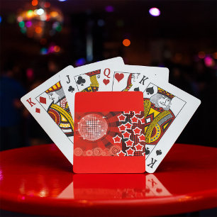 Red Disco Party Theme met sterren en glitterbal Pokerkaarten