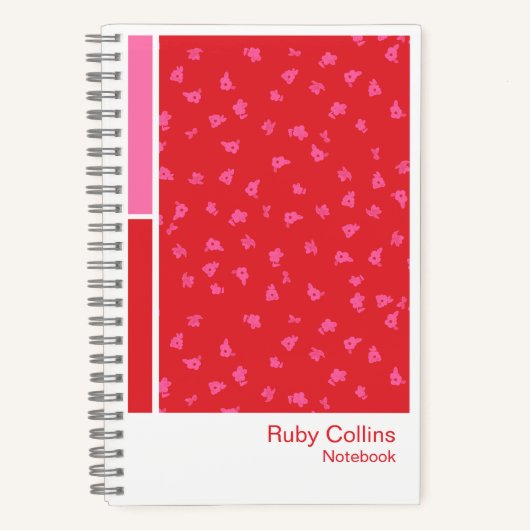 Red Ditsy Floral Vertical Palette Notebook Notitieboek (Voorkant)