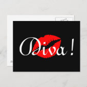 Red Diva Kiss Briefkaart (Voorkant / Achterkant)