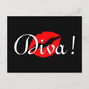 Red Diva Kiss Briefkaart