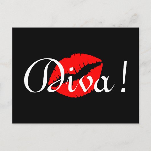 Red Diva Kiss Briefkaart (Voorkant)