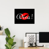 Red Diva Kiss Poster (Thuiskantoor)