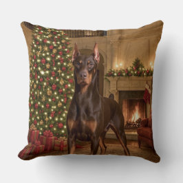 Red Doberman Holiday Kussen