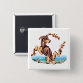Red Doberman Pinscher Kinda Crabby Button (Voorkant /achterkant)