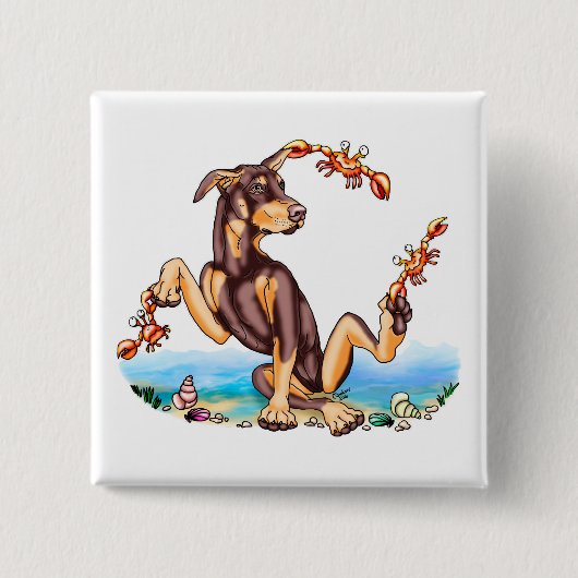 Red Doberman Pinscher Kinda Crabby Button (Voorkant)