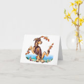 Red Doberman Pinscher Kinda Crabby Note Kaart (Gele Bloem)