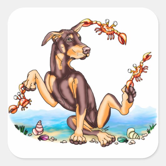 Red Doberman Pinscher Kinda Crabby Stickers (Voorkant)