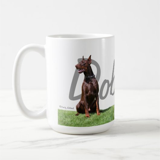 Red Doberman Pinschers met stamnaam grafische Mok (Links)
