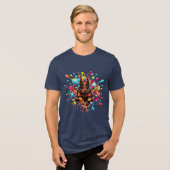 Red Doberman Splash van kleur Tri-Blend Shirt (Voorkant volledig)