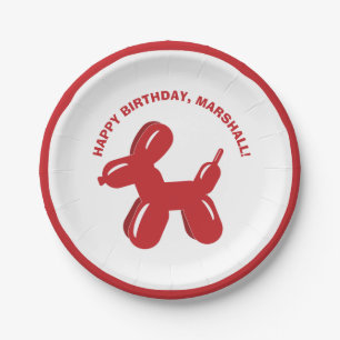 Red Dog Balloon Animal Persoonlijke Partij Papieren Bordje