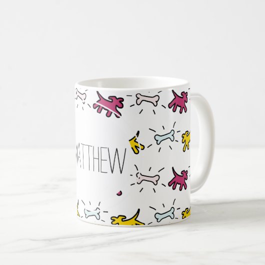 Red Dog Bone Graffiti Style Mok met persoonlijke n (Voorkant rechts)