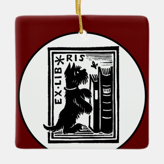 Red Dog Bookplate  Book Club Keramisch Ornament (Voorkant)