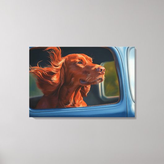 Red Dog Genieten van Schilderachtig Car Ride Art P Canvas Afdruk (Voorkant)