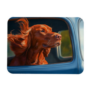 Red Dog Genieten van Schilderachtig Car Ride Art P Magneet