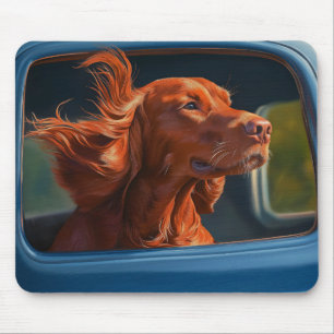 Red Dog Genieten van Schilderachtig Car Ride Art P Muismat