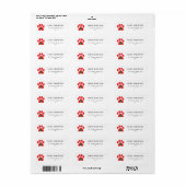 Red Dog Paw met kerstboom Etiket (Full Sheet)