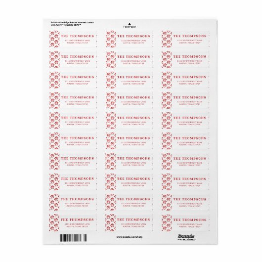 Red Dog Paw Pattern Holiday Address Label (Full Sheet)
