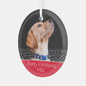 Red Dog Pet met kerstfeestdag Glas Ornament (Voorkant links)