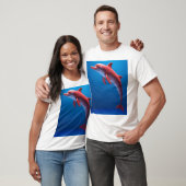 Red Dolphin Soaring Above the Clouds T-shirt (Unisex)