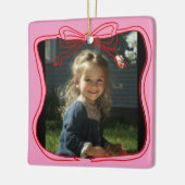 Red Doodle Bow Frame Custom Photo Keramisch Ornament (Links)