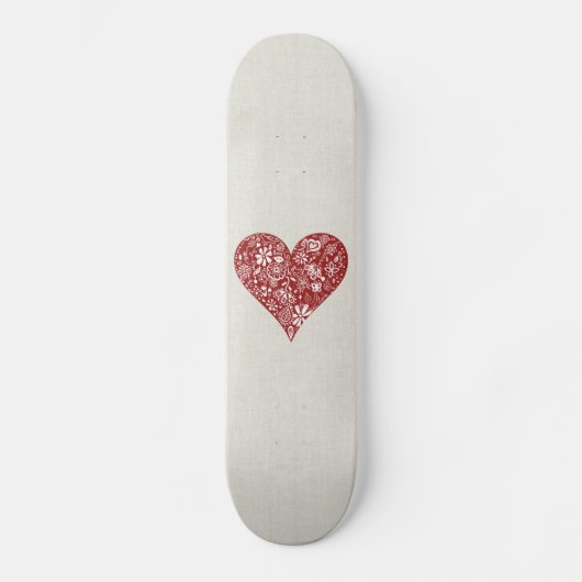 Red Doodle Heart Skateboard (Voorkant)
