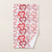 Red Doodle Hearts Patroon Bad Handdoek (Handdoek)