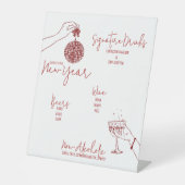 Red Doodle nieuwjaarsfeest Bar Reclamebord Met Voetstuk (Voorkant)