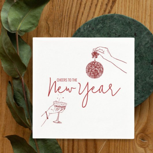 Red Doodle nieuwjaarsfeest Servet