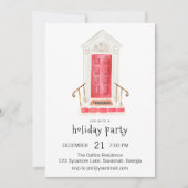 Red Door Coquette Bow Christmas Party Invitation (Devant)