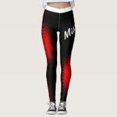 Red Dot Pattern met Naam in Groot Manuscript op BL Leggings (Voorkant)