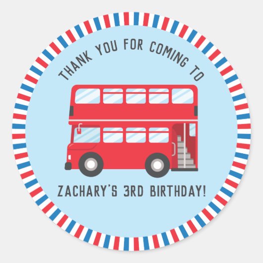 Red Double Deck London Bus Dank u Stickers (Voorkant)