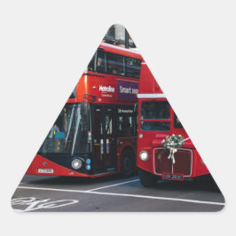 Red Double Decker Buses Driehoek Sticker