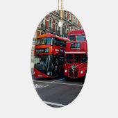 Red Double Decker Buses Keramisch Ornament (Rechts)