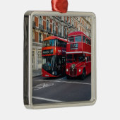 Red Double Decker Buses Metalen Ornament (Rechts)